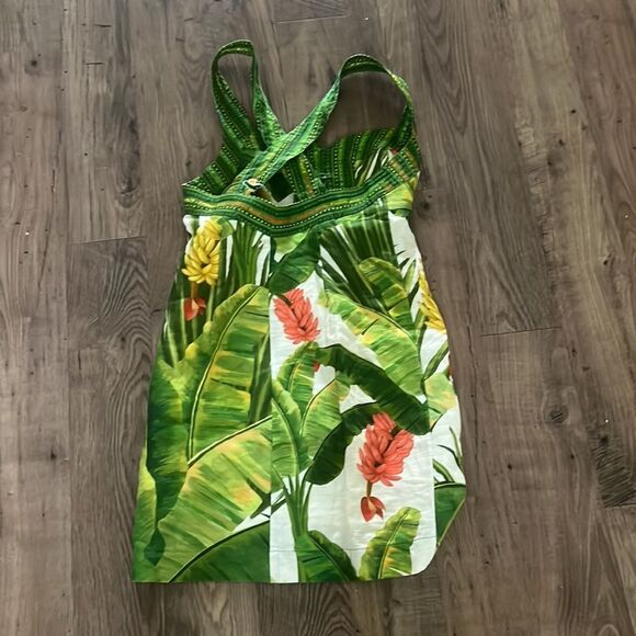 NWOT Farm Rio Fresh Forest Scarf Linen Dress - Picture 4 of 5